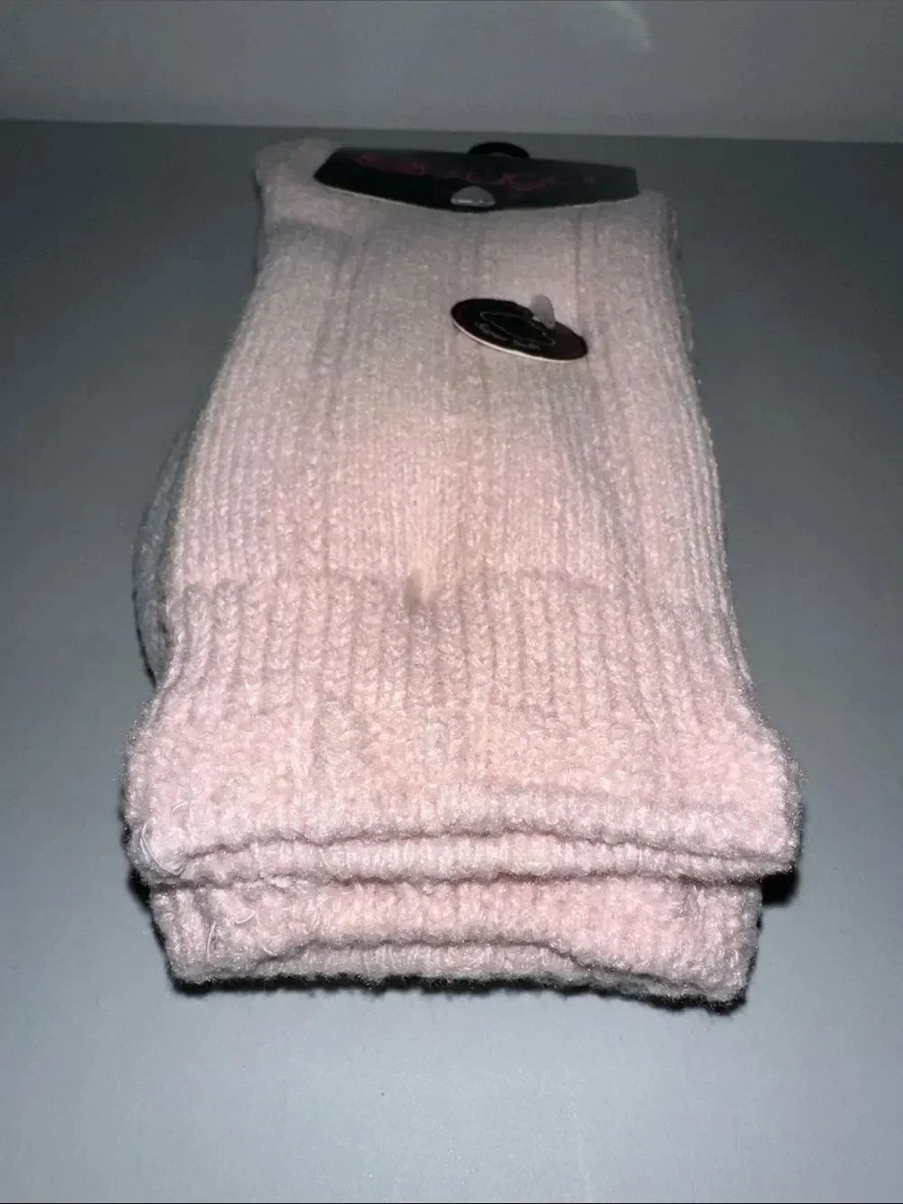 sugar Ladies Blush Pink Silver Gray Knit Super Soft Cabin Socks 2 pairs